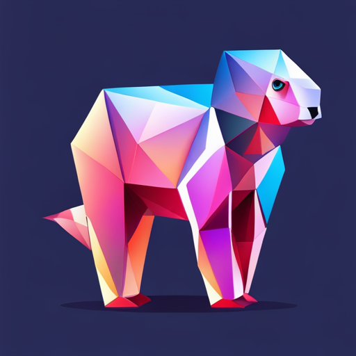 geometric shapes, polygons, 3D modeling, robotic, animal, goat, low detail, small scale, abstract, vector art