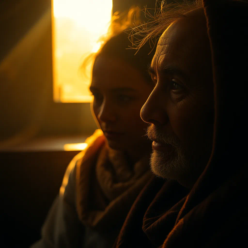 hyper-realism, photojournalism, vivid detail, Rembrandt lighting, golden hour, atmospheric, candid moments, emotional depth, textured surfaces, chiaroscuro, vibrant colors, documentary style, intimate compositions, natural elements, high dynamic range, human expressions, cultural stories, life captured, dynamic perspectives, play of shadows, visual storytelling, timeless narrative, historical influence, analog lens, authentic scenes