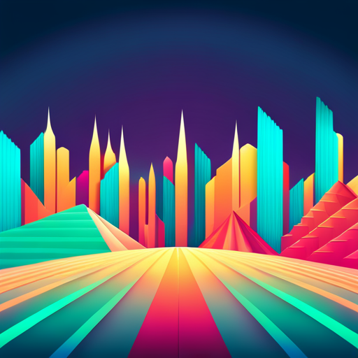 Futuristic, neon, bold, gradient, fire, vector graphics, minimalism, geometric shapes