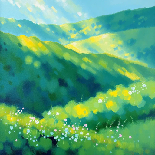 lush landscapes, ethereal forests, nature's embrace, vibrant greens, cascading waterfalls, serene lakes, Andrew Wyeth influences, impressionistic brushstrokes, golden sunlight filtering through trees, bioluminescent details, tranquility, harmonious wildlife, ethereal mists, fairy-tale atmosphere, dreamlike realism, rich textures, botanical motifs, intricate foliage, magical realism, whimsical creatures, earthy tones, dynamic skies, glowing hues, organic patterns, immersive experience, serenity, peaceful ambiance, natural wonder, timeless beauty