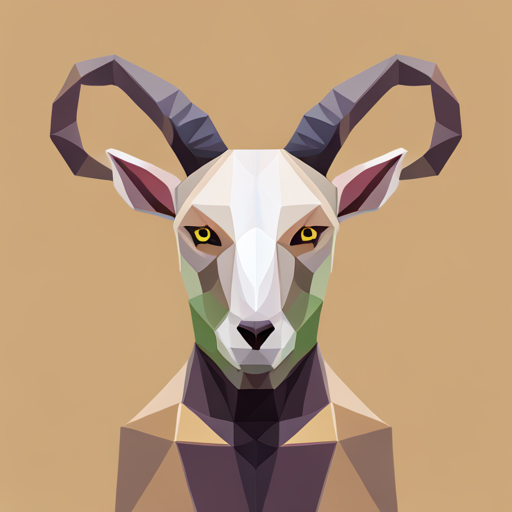 abstract, vector, low-poly, small, goat, antlers, robot