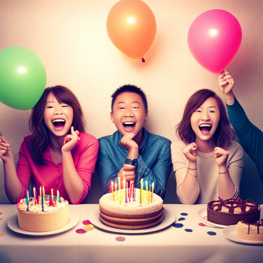 animated, birthday, celebration, vibrant colors, cute characters, joyful atmosphere, party hats, confetti, balloons, cake, candles, gifts, festivities, happiness, animation, fun, animation technique, upbeat music