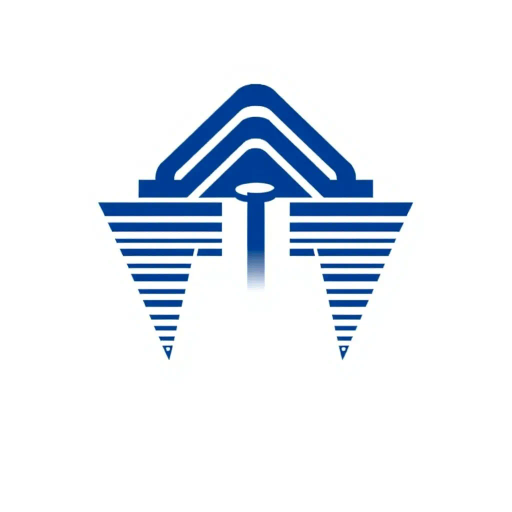 bold letter M, parallel strokes, tapering structure, upward hierarchy, indigo blue, geometric precision, vector design, minimalist aesthetic, structural elegance, balance and symmetry, clean composition, white background, modernist influences, Bauhaus geometry, minimal lines, disciplined form, artistic clarity, abstract expression, Kandinsky inspiration, harmonious contrast, flat color fields, innovative typographic elements, Swiss design principles, mid-century modern vibes