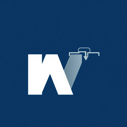 minimalist, bold, letter M, logo design, solid geometric shapes, V-shaped connectors, branching lines, hierarchy symbolism, indigo blue color palette, flat vector style, clean composition, modern SaaS branding, software aesthetics, white background, high-tech elegance, contemporary design, clarity, sleek presentation, geometric precision, corporate identity, monochromatic balance, visual hierarchy