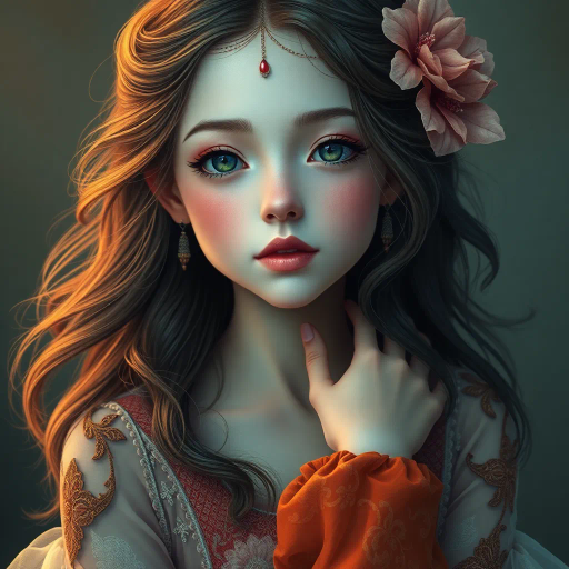 adorable heroine, full figure, photorealistic rendering, hyper-realistic textures, soft lighting, vibrant palette, harmonious composition, ethereal mood, contemporary artistry, fine details, expressive gaze, dynamic pose, whimsical aura, gentle movement, enchanting allure, intricate patterns, subtle tones, contemporary influences, captivating expression, elegant posture, captivating presence, dreamy atmosphere