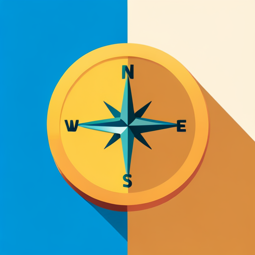 modern, minimalistic, flat-design, symbolic, navigation, technology, compass, app, icon