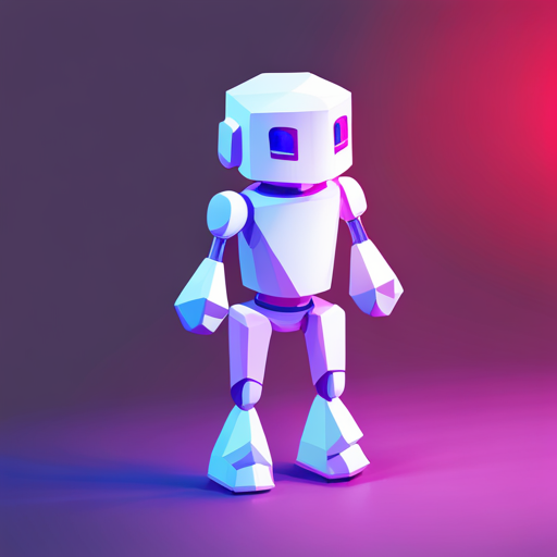 Isometric, polygonal, plastic, robot, artificial intelligence, sunglasses, white background