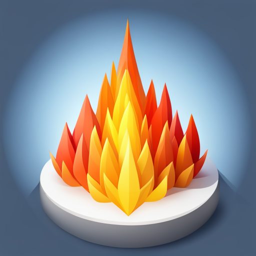 low-poly, minimalist, vector, iconography, geometric shapes, fire, flames, orange, white background