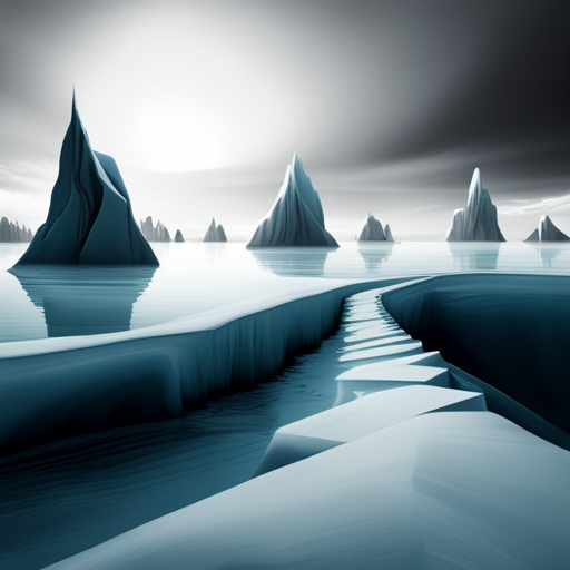 surrealism, winter, playful, monotone, graphical, Arctic waddle, animated, looping, ice, sliding, comedy