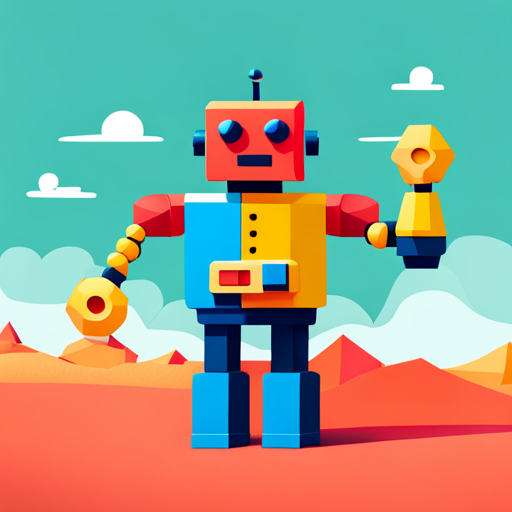 adorable, miniature, mechanical, android, low-poly, geometric, rubber, front-facing view