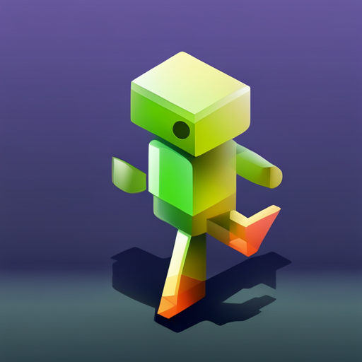 isometric, plastic, bot, app, mascot, geometric shapes, low poly, composition, color palette, digital media, technology, simplicity