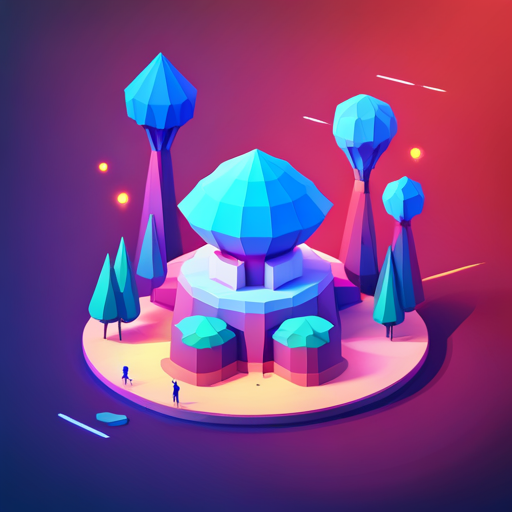 Low poly, geometric shapes, antenna, iconography, minimalism