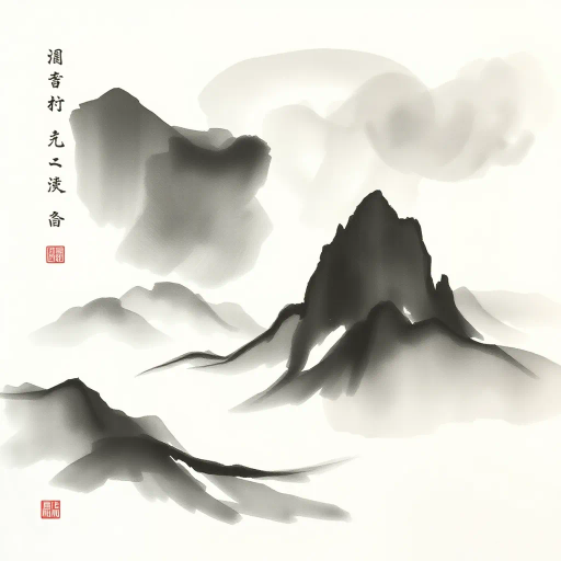 traditional chinese ink wash, minimalistic elegance, serene landscapes, Liu Shou-Kwan, soft gradients, flowing brushwork, monochrome palette, delicate textures, introspective mood, atmospheric depth, ancient Chinese heritage, meditative visuals, harmonious balance, elegant simplicity, cultural symbolism, elegant calligraphy, ethereal mists, timeless beauty, spiritual journey, intricate line quality, profound serenity, tranquil tone, classical composition, restrained palette, intrinsic harmony, digital landscape, modern interpretation, artistic refinement, spiritual reflection, dynamic fluidity