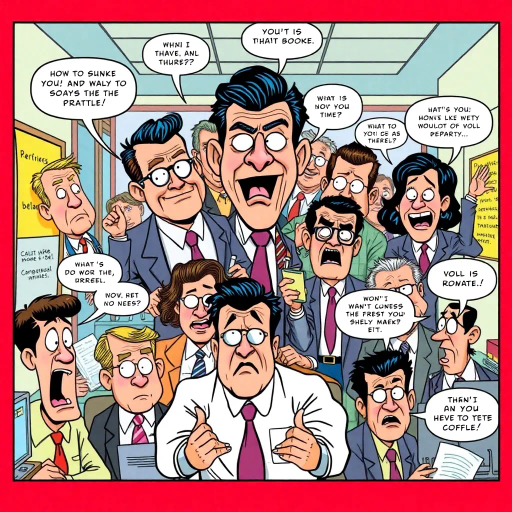 satirical workplace comedy, surreal humor, ensemble cast, bureaucratic chaos, 21st century pop culture, vibrant color palette, exaggerated expressions, dynamic panels, Roy Lichtenstein influences, witty dialogue, mundane office setting, everyday absurdities, overlapping story arcs, exaggerated caricatures, visual puns, contemporary Americana, awkward social interactions, humorous banter, slapstick elements, narrative vignettes, satirical undertones