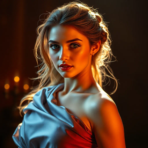 vibrant youth, alluring curves, radiant beauty, opulence, ethereal glow, contemporary allure, delicate elegance, Renaissance influence, chiaroscuro lighting, warm sunset hues, feminine grace, luxurious silk texture, enchanting gaze, sensuality, bold composition, sensual movement, modern aesthetic, beauty idealism, dynamic poses, Baroque opulence, mystical charm, captivating presence, intimate portrait, high detail, artistic celebration, confident expression, dramatic contrast, vivid realism, Michelangelo-inspired poses, athletic elegance, muscular definition, powerful femininity, shadow play, classical beauty, grace and poise, emotional depth, timeless allure, intricate details, enchanting atmosphere, Michelangelo, chiaroscuro, Renaissance era, Baroque influence, contemporary twist, emotional depth, dynamic composition, ethereal atmosphere, vivid realism, intricate details, chiaroscuro contrast, bold composition, alluring curves, warm color palette, sensual movement