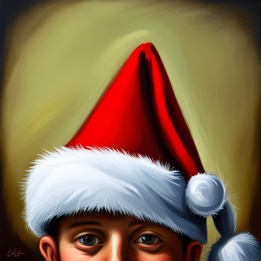 santa hat, brown background, oil painting, Brian Despain, behance contest winner, tonalism, oil on canvas, hyper realism, speedpainting