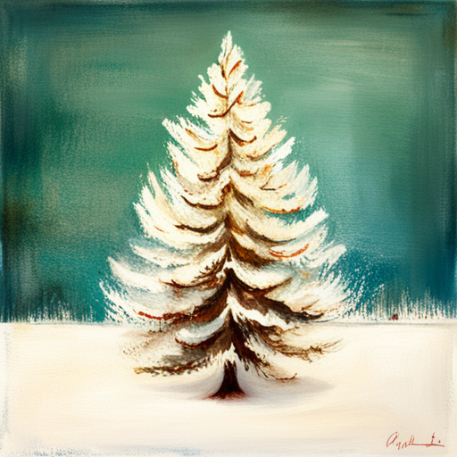 Christmas tree, white background, textured canvas, oil vintage photographic