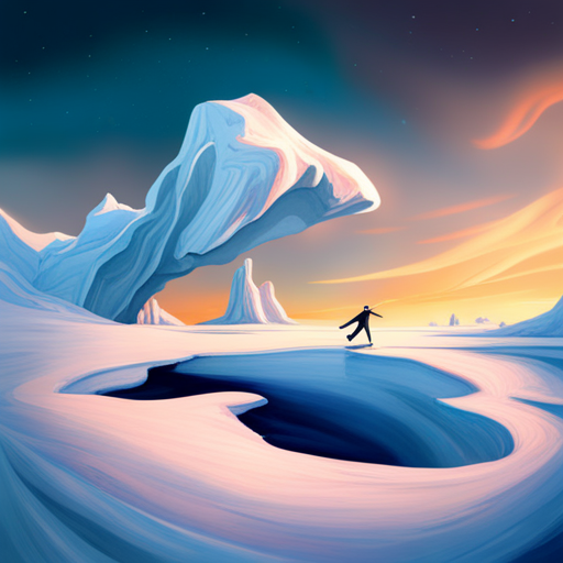 surrealism, winter, playful, graphical, Arctic waddle, animation, looping, sliding, comedy