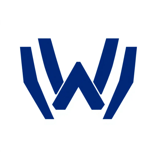 minimal M logo, perspective convergence, depth, hierarchy, solid indigo blue, geometric, modern tech design, flat vector, white background, Bauhaus influences, clean lines, symmetry, contemporary aesthetics, spatial innovation, futurism, precision, abstraction, innovative branding, structural elegance