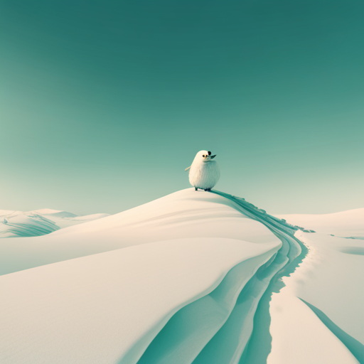 surrealism, winter, playful, monotone, graphical, Arctic waddle, animated, looping, ice, sliding, comedy