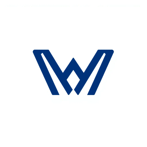 minimal M logo, perspective convergence, depth, hierarchy, solid indigo blue, geometric, modern tech design, flat vector, white background, Bauhaus influences, clean lines, symmetry, contemporary aesthetics, spatial innovation, futurism, precision, abstraction, innovative branding, structural elegance