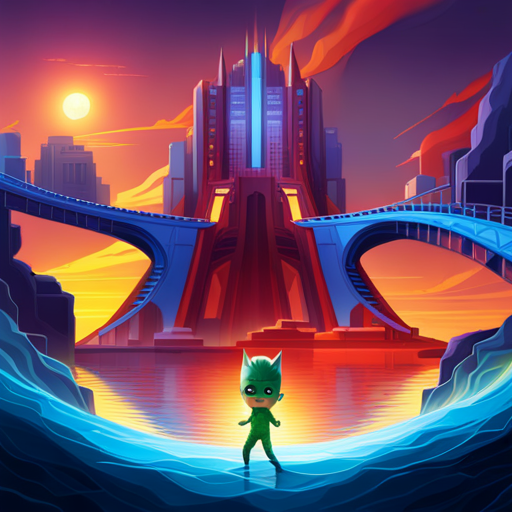 pjmasks, saving the planet, superheroes, action, adventure, colorful, vibrant, dynamic, animated, children's show, teamwork, heroism, mission, masks, costumes, villains, justice, mystery, secret identities