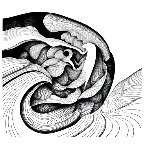 geometric shapes, intricate patterns, flowing lines, minimalist design, abstract expression, monochrome palette, dynamic movement, M.C. Escher influence, precise detailing, linear perspective, conceptual exploration, visual harmony, contour emphasis, spatial depth, contemporary influence, surreal geometry, optical illusion, mathematical artistry, avant-garde composition, abstract forms, pen and ink medium, black and white contrast, intersecting lines, detailed tessellation, fluid dynamics, rhythmic patterns, creative geometry, fine linework, subtle gradients, modern abstraction, artistic innovation, interlocking forms, infinite loops, Escherian landscapes, artistic paradox