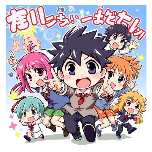 vibrant colors, dynamic movement, Japanese animation, manga, expressive characters, cel shading, fantastical worlds, action-packed scenes, emotional storytelling, whimsical art style, exaggerated features, kawaii aesthetic, magical powers, mecha, chibi characters, shonen, shojo, seinen, josei, otaku culture, cosplay, giant robots, moe, kemonomimi, school settings, supernatural creatures, epic battles, intricate character designs, unique hairstyles, comedic moments, friendship, romance, coming-of-age stories, iconic visual tropes, Studio Ghibli, Hayao Miyazaki, Shinkai Makoto, detailed backgrounds, vibrant cityscapes, emotional depth, futuristic landscapes, urban environments, cultural symbolism, transformative journeys