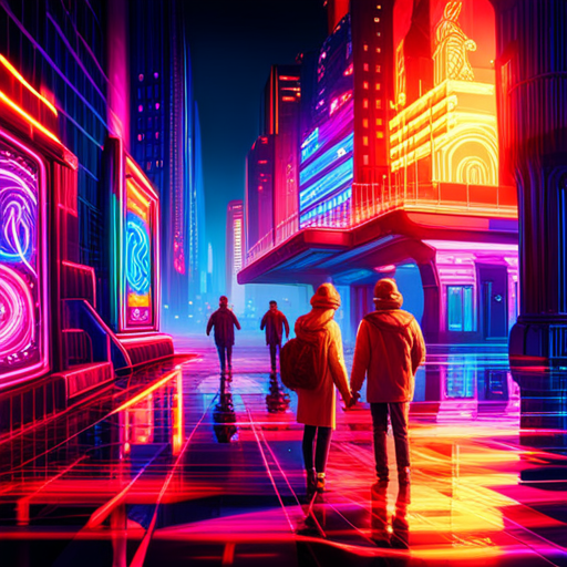 surrealism, glitch art, retro-futurism, electric intensity, neon lights, arcade machines, generative visuals, pixelated explosions, techno cyberpunk, virtual reality, 3D animation, vibrant colors, futuristic textures