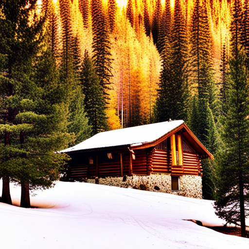 mountain cabin, nature, rustic, cozy, wooden, remote, solitude, landscape, panoramic, serene, peaceful, snow-capped mountains, warm fireplace, snowy, winter, cabin in the woods, log cabin, outdoor retreat, scenic view, tranquility, alpine, retreat, isolated, natural beauty, escape, majestic, surreal, misty, ethereal, hidden gem