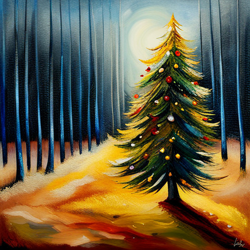 Christmas tree, well art, textured canvas