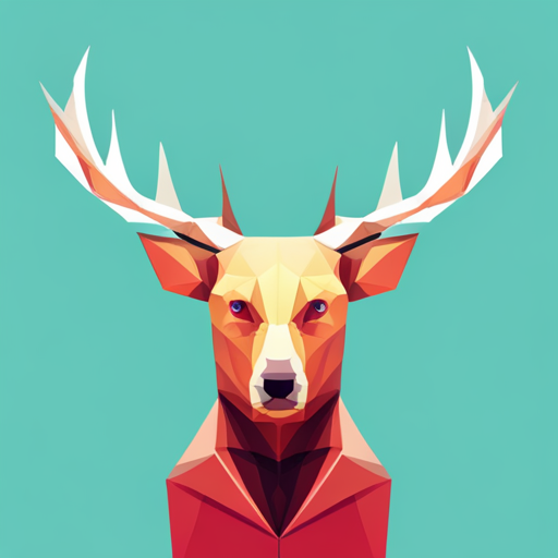 geometric shapes, low-poly, robots, animals, antlers, white, minimalism