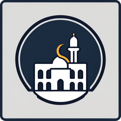 masjid symbol, rounded border, border shadow, clock, 04:10, caption, 7 minutes walking distance