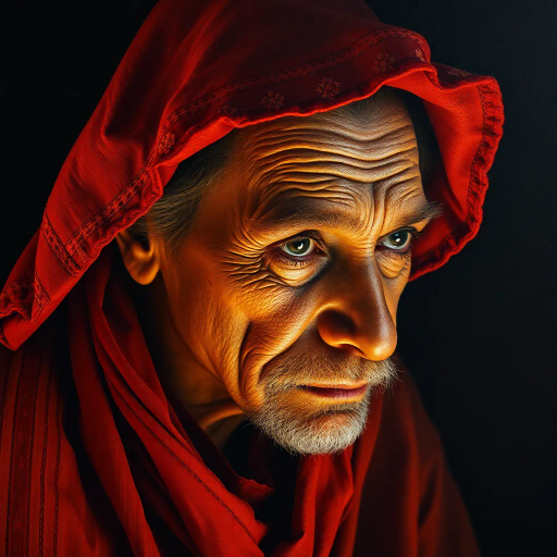 hyper-realism, detailed textures, chiaroscuro lighting, vibrant colors, Rembrandt influence, meticulous detail, natural light, atmospheric depth, emotional resonance, lifelike depiction, intricate composition, smooth gradients, realistic textures, expressive portraits, soft focus, dimensional accuracy, dynamic range, capturing essence, high detail, refined realism