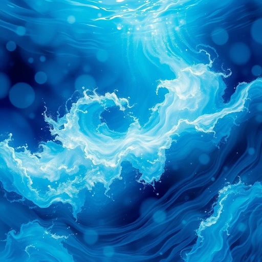 surrealist marine fantasies, ethereal water spirits, shimmering reflections, aquatic dreamscapes, vibrant azure hues, luminescent translucence, fluid elegance, mystical ocean depths, dynamic wave motion, impressionist influences, cascading waterfalls, tranquil yet powerful forces, ephemeral beauty, vivid surrealism, harmonious flow, enchanting undercurrents, Baroque opulence, fluid dynamics, iridescent glow, ethereal light, otherworldly allure