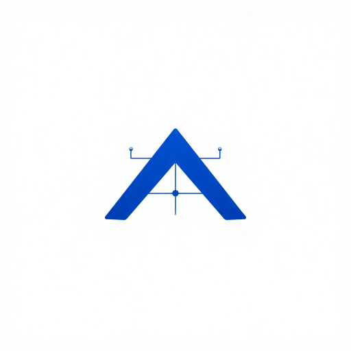 abstract letter M logo, parent node, child nodes, thin branching lines, tree hierarchy, indigo gradient, minimal vector design, white background, geometric abstraction, modernist influence, Bauhaus, clean lines, connection symbolism, hierarchical structure, conceptual design, negative space, visual balance, contemporary aesthetics
