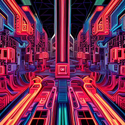 futuristic, artificial intelligence, data visualization, maximalism, generative art, technology, complex patterns, glitch art, cyberpunk, machine learning, wires and circuits, abstract expressionism, neon colors