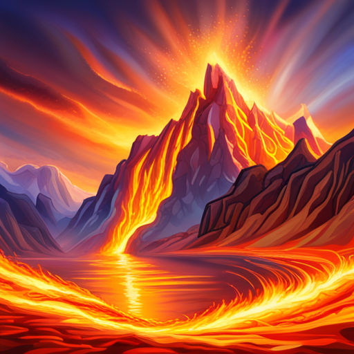 blazing inferno, flames dancing, ember sparks, smoke swirling, red and orange hues, heat waves, explosive energy, intense heat, inferno landscape