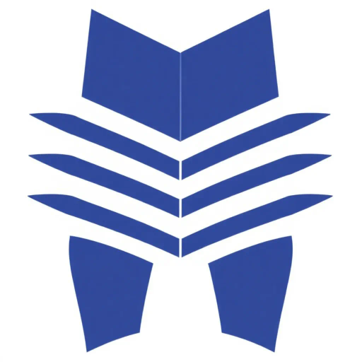 bold letter M, parallel strokes, tapering structure, upward hierarchy, indigo blue, geometric precision, vector design, minimalist aesthetic, structural elegance, balance and symmetry, clean composition, white background, modernist influences, Bauhaus geometry, minimal lines, disciplined form, artistic clarity, abstract expression, Kandinsky inspiration, harmonious contrast, flat color fields, innovative typographic elements, Swiss design principles, mid-century modern vibes