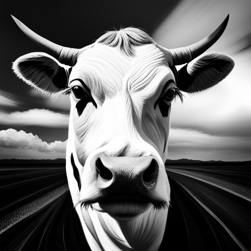 colorful, psychedelic, surreal, black and white, cow, acid trip, pop art, cartoon, mind-bending, contrast, hallucination