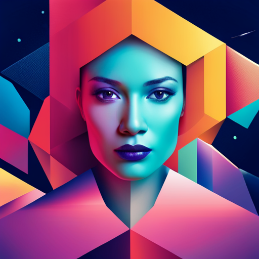 futuristic, technology, artificial intelligence, news, data visualization, app icon, blue and green color palette, sharp lines and geometric shapes