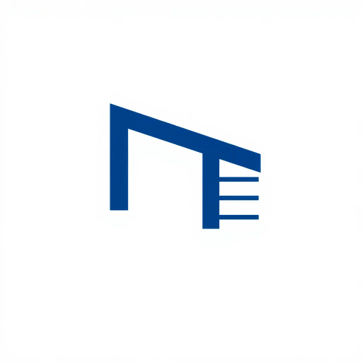 abstract, minimalist logo, geometric letter M, thin horizontal lines, hierarchy, ladder rungs, solid indigo blue, crisp vector design, white background, modern typography, Bauhaus influence, clean composition, precise geometry, vector graphics, contemporary aesthetic, graphic design, minimalism, line weight variation, symbolic representation, structured layout