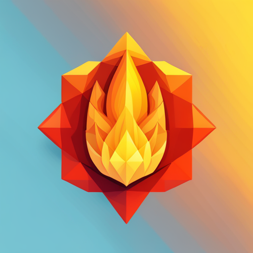 low polygon, geometric shapes, fire, flame, icon design, white background