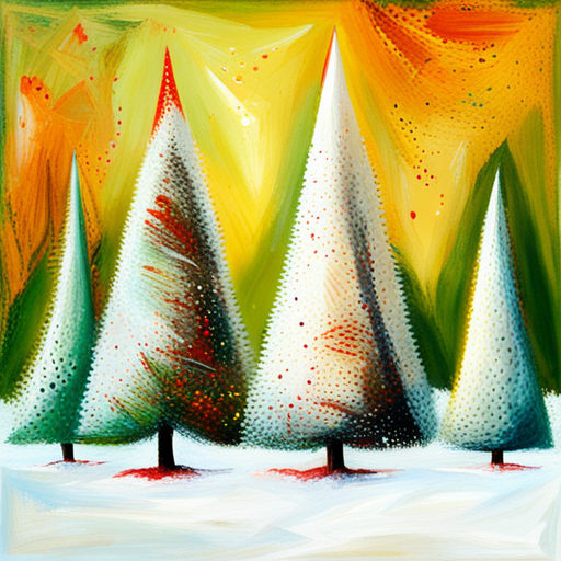 Christmas tree, white background, textured canvas, oil painting, vintage