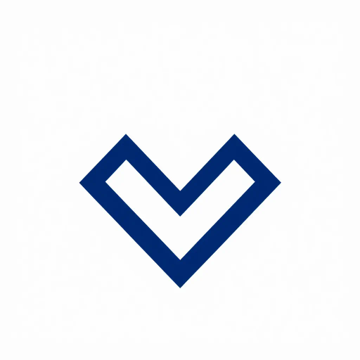 abstract M lettermark, geometric precision, two thick diagonal lines, sharp V convergence, bold solid indigo, minimal modern logo, geometric shapes, Bauhaus influence, dynamic symmetry, clean lines, minimalism, stark contrast, white background, conceptual simplicity, contemporary aesthetics, high-impact clarity