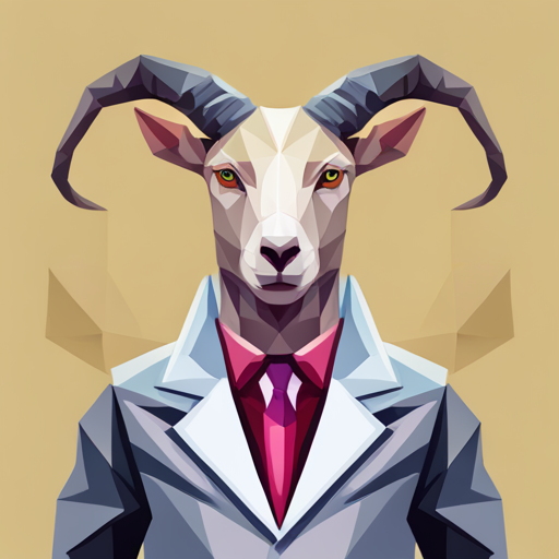 abstract, vector, low-poly, small, goat, antlers, robot