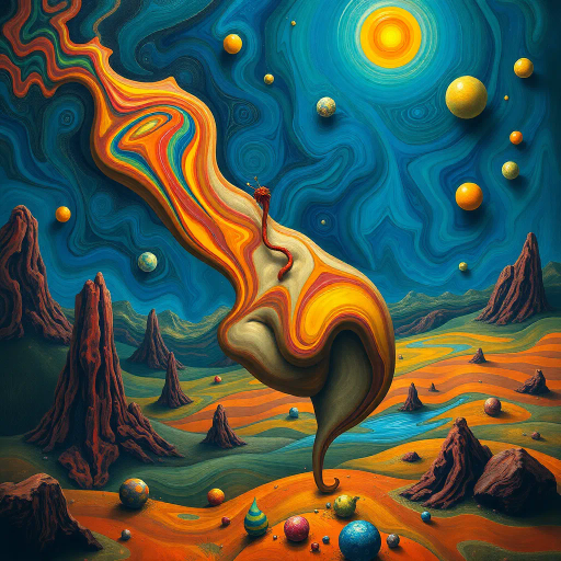 surreal genitalia, Salvador Dali, fluid shapes, dreamlike landscape, abstraction, vibrant colors, metaphoric interpretation, symbolism, playful yet mysterious, Renaissance lighting, intricate textures, imaginative composition, bold expression, surrealist essence, whimsical forms, evocative emotion, fantastical scenery, otherworldly aura