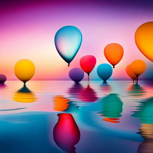 colorful, vibrant balloons floating in the sky, joyful celebration, whimsical surreal dreamlike fantasy, soft pastel colors, playful movement, organic shapes, transparent, light shadows