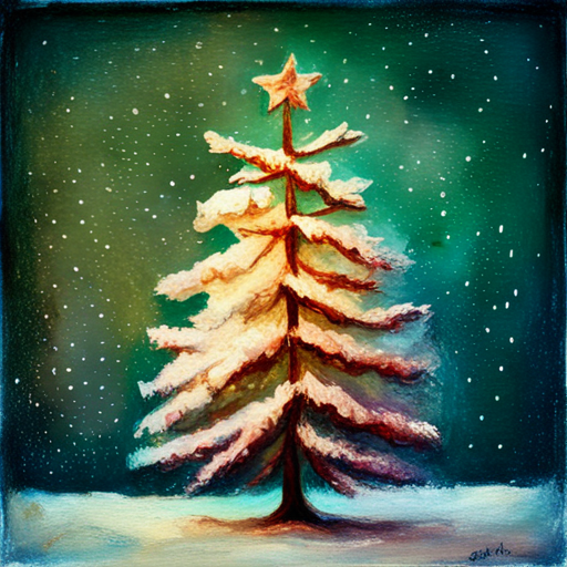 Christmas tree, textured canvas, oil vintage, analog-film