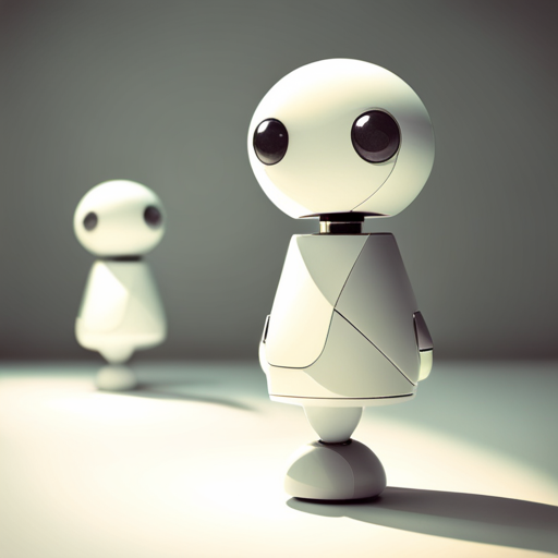 abstract, symbol, robot, cute, front-facing, low-poly, geometry, white-background, simplicity